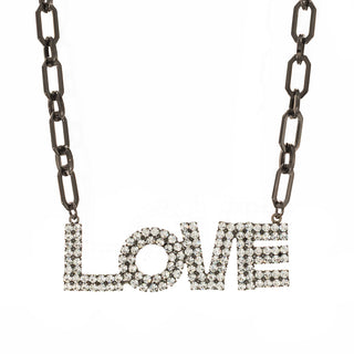LA LA LOVE Necklace in Gunmetal / Clear