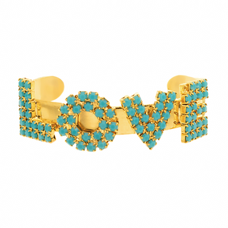 Mini LA LA LOVE Cuff in Antique Gold / Turquoise