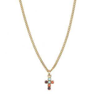 Single Mini Cross Necklace in Colors