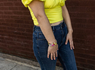Bracelet extensible Olivia Rainbow Ombre à 3 rangs