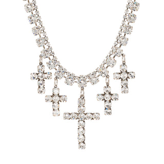 Cassidy Necklace in Antique Silver / Clear