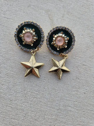Button earrings with Stars