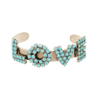 Mini LA LA LOVE Cuff in Antique Silver / Turquoise