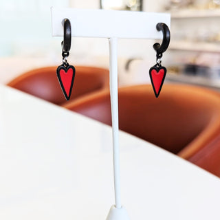 Heart Hoop Earrings in Red