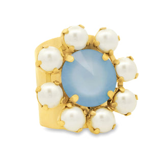 Twiggy Plus Ring in Ultra Baby Blue & Pearls