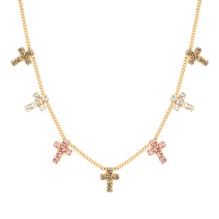Multi Cross Necklace in Candy Glam Blush
