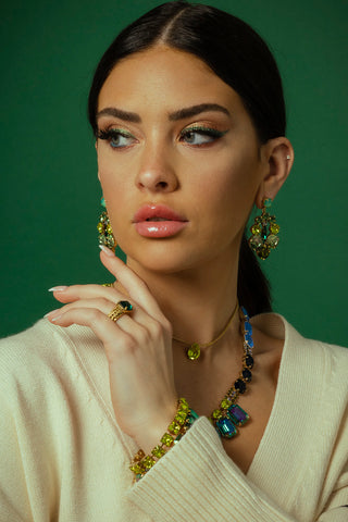 Leonie Earrings in Emerald