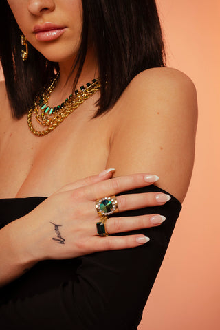 Katie Stone Rings in Antique Gold