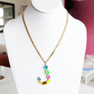 Special Color Way Monogram in Neon Necklace Letter "J" / Mix 1