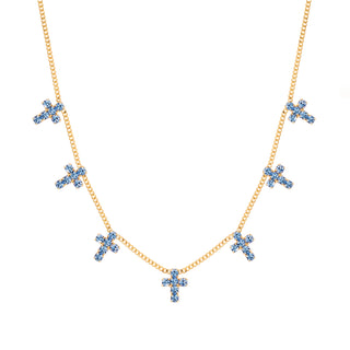 Multi Cross Necklace in Light Sapphire