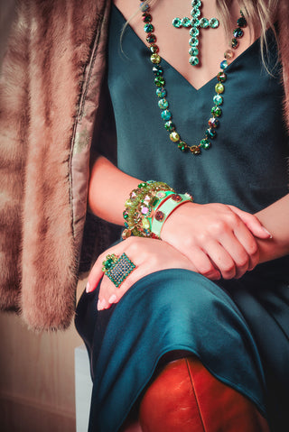 Celia Necklace in Green Mix