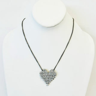 Candy Heart Necklace in Antique Silver / Clear