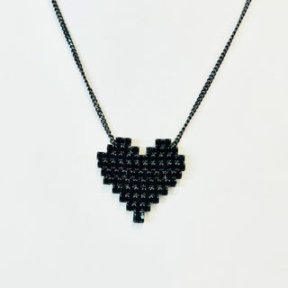 Candy Heart Necklace in Gunmetal / Jet