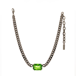 Darcy Necklace in Gunmetal / Fern Green
