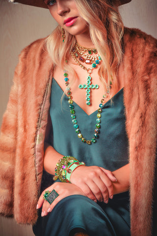 Twiggy Plus Ring in Magestic Green