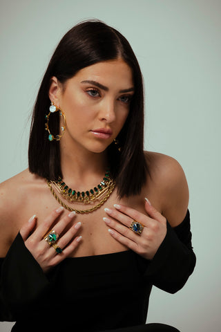 Katie Stone Rings in Antique Gold