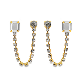 Dalia Double Pierced Earrings in Chrome