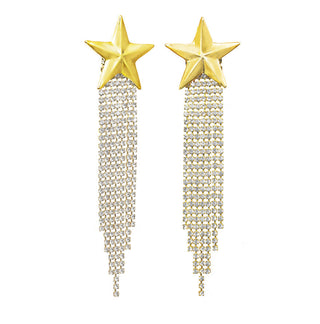 Antique Gold Star Fringe Earrings