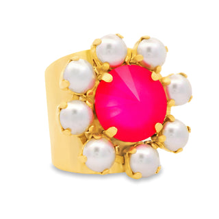 Twiggy Plus Ring in Ultra Fuchsia & Pearls