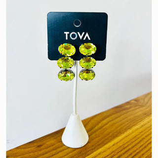 Hazel Earrings in Gunmetal / Citrus Green