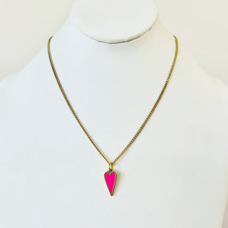 Heart Spear Necklace in Pink