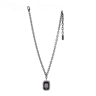 Mini Soleil Necklace in Gunmetal / Clear Around & Jet Crystal Center