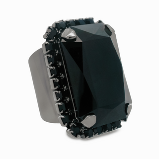 Mini Soleil Ring with Trim in Gunmetal / Jet