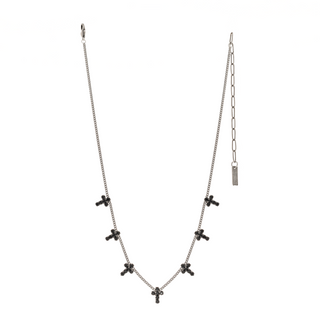 Multi Cross Necklace in Antique Silver / Jet