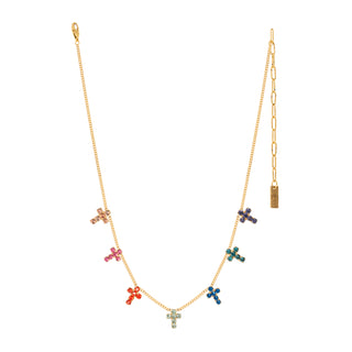Multi Cross Necklace in Watermelon Rainbow
