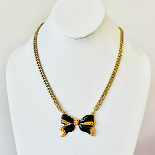 Peach Bow Necklace