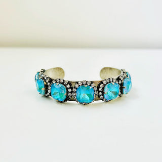 Princess Cuff in Large Antique Silver / Light Turquoise AB "One of a Kind"