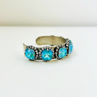 Princess Cuff in Large Antique Silver / Light Turquoise AB "One of a Kind"