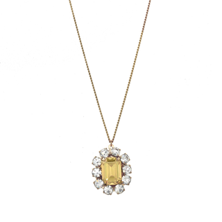 Edith Rectangle Pendant Necklace in Champagne