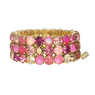 Olivia 3 Strand Pink Stretch Bracelet